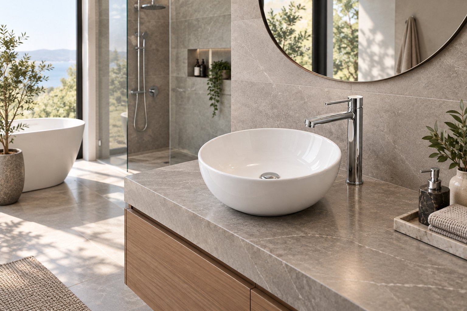 Chậu Lavabo Bàn Đá Caesar L5222 – phối cảnh sử dụng