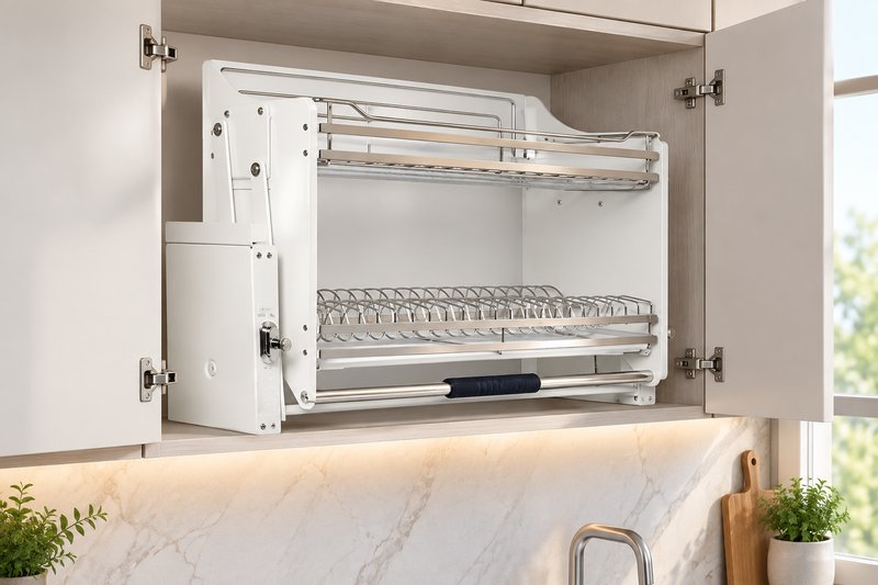Giá Bát Nâng Hạ Eurogold EUI160 2 Tầng Trợ Lực Tủ 600mm