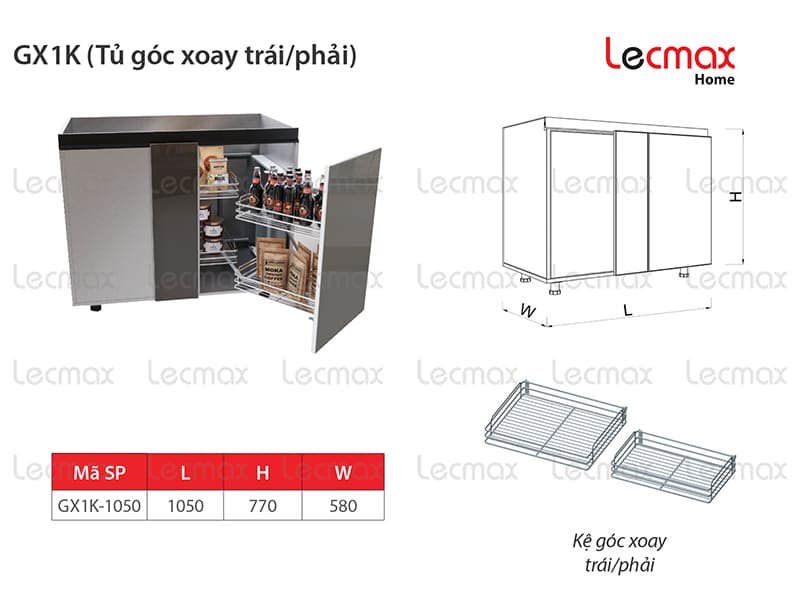Tủ Góc Xoay Lecmax Home GX1K